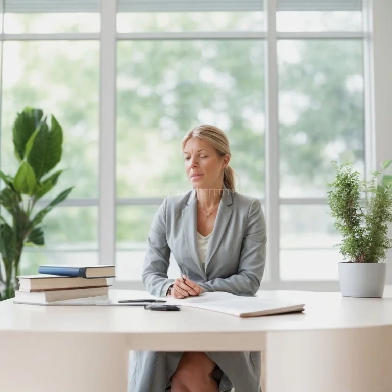 Executive meditating indoors